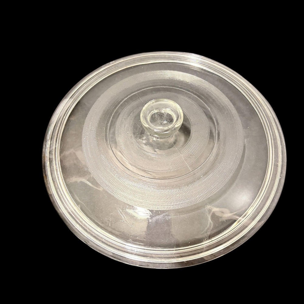 Vtg #22 Mexico Clear Glass Replacement Lid 9.5"/ 8" Inner Textured Top Knob
